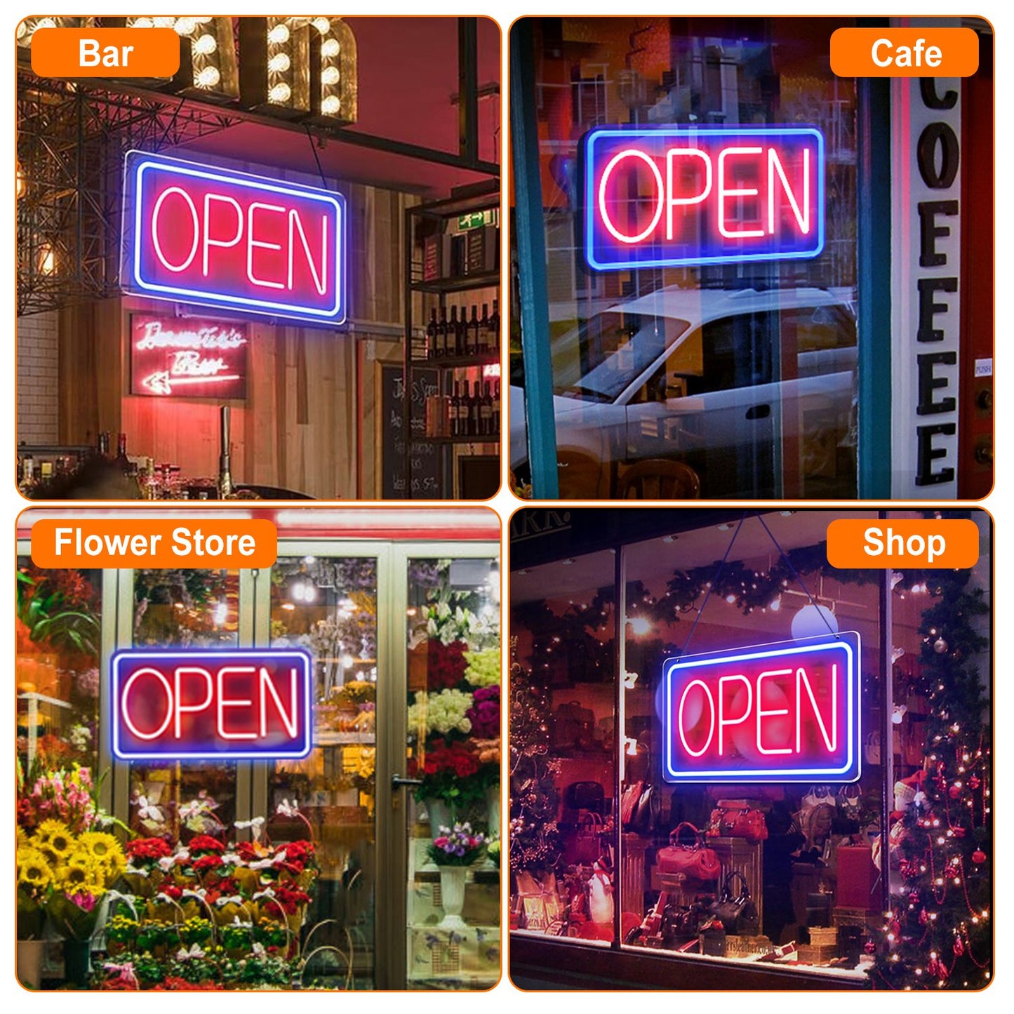 LED Open Sign 16.5x9.1in with 11 Brightness Levels