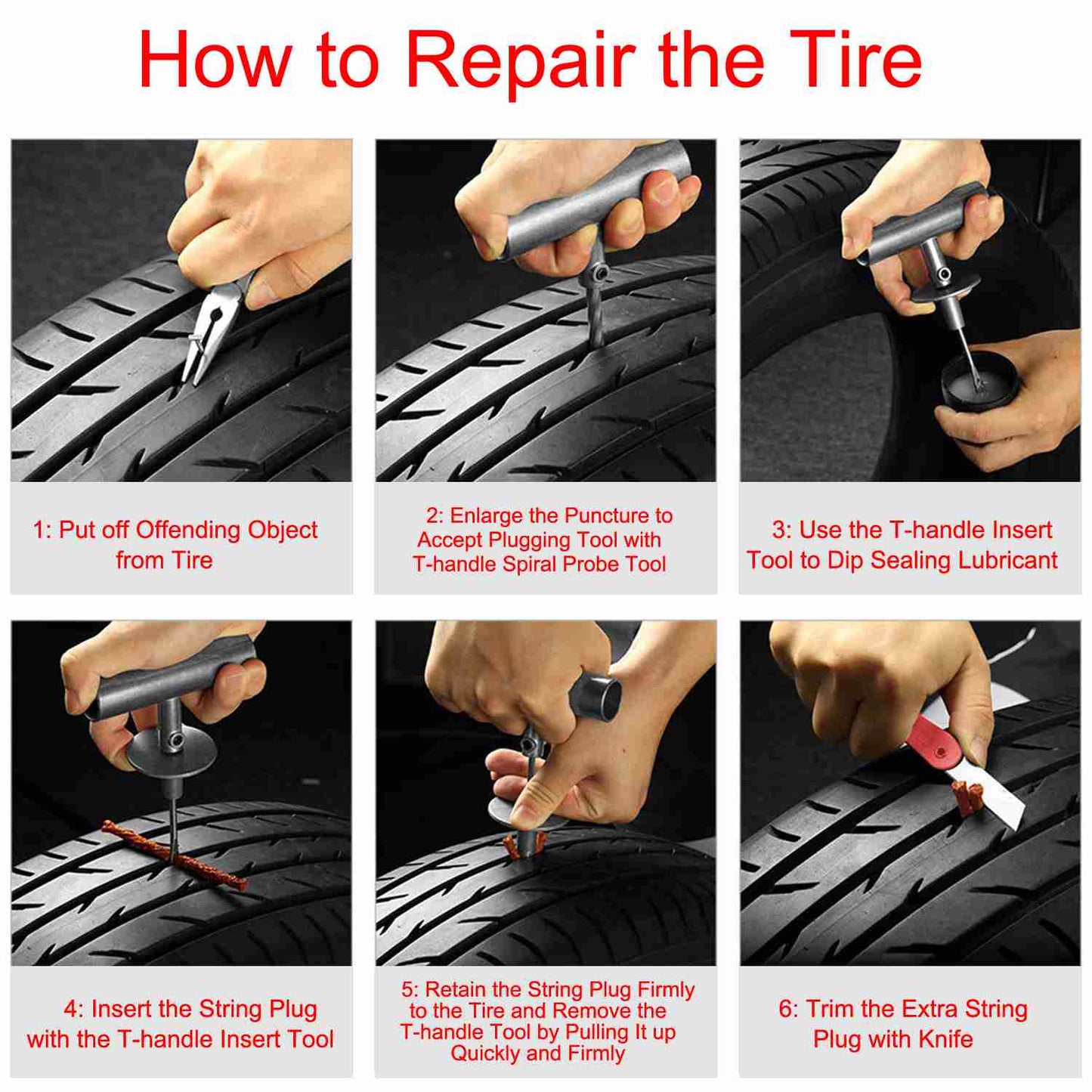57-Piece Tire Repair Kit for Cars and Trucks