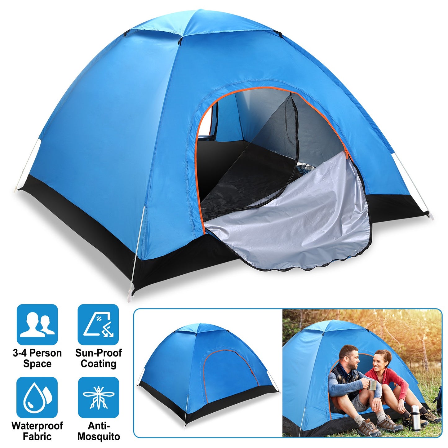 Pop Up Tent 4 Person Instant Setup Waterproof Camping Tent