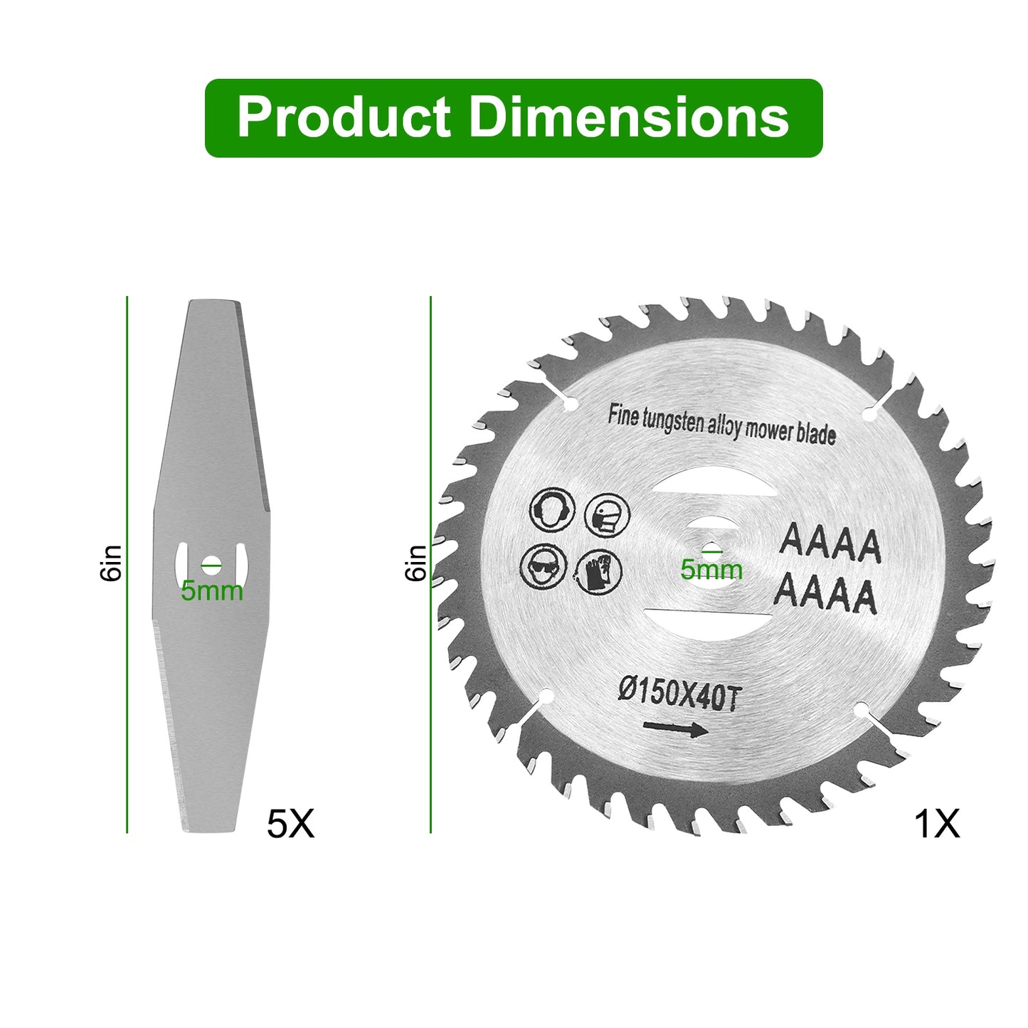 Weed Trimmer Blade Set - 6 Piece High Carbon Steel Attachment