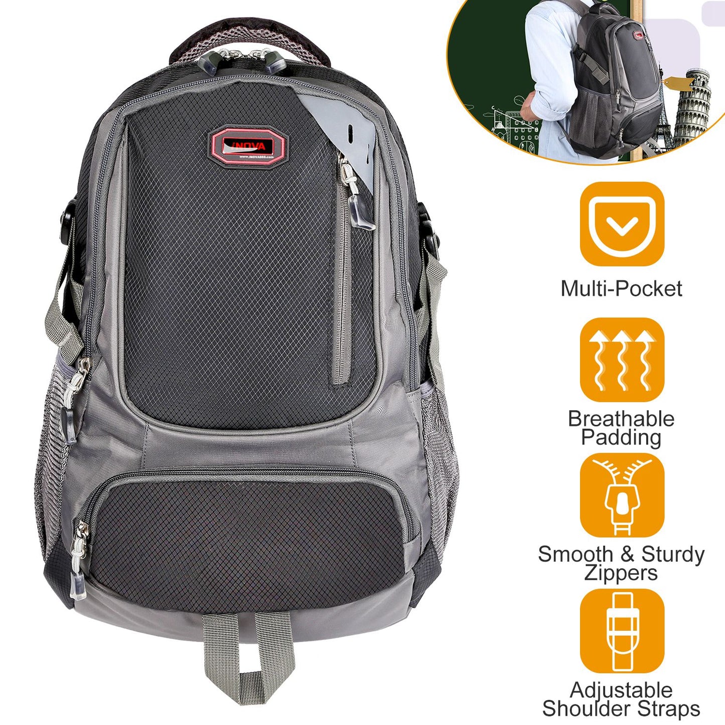 Unisex School Backpack W/ Adjustable Straps