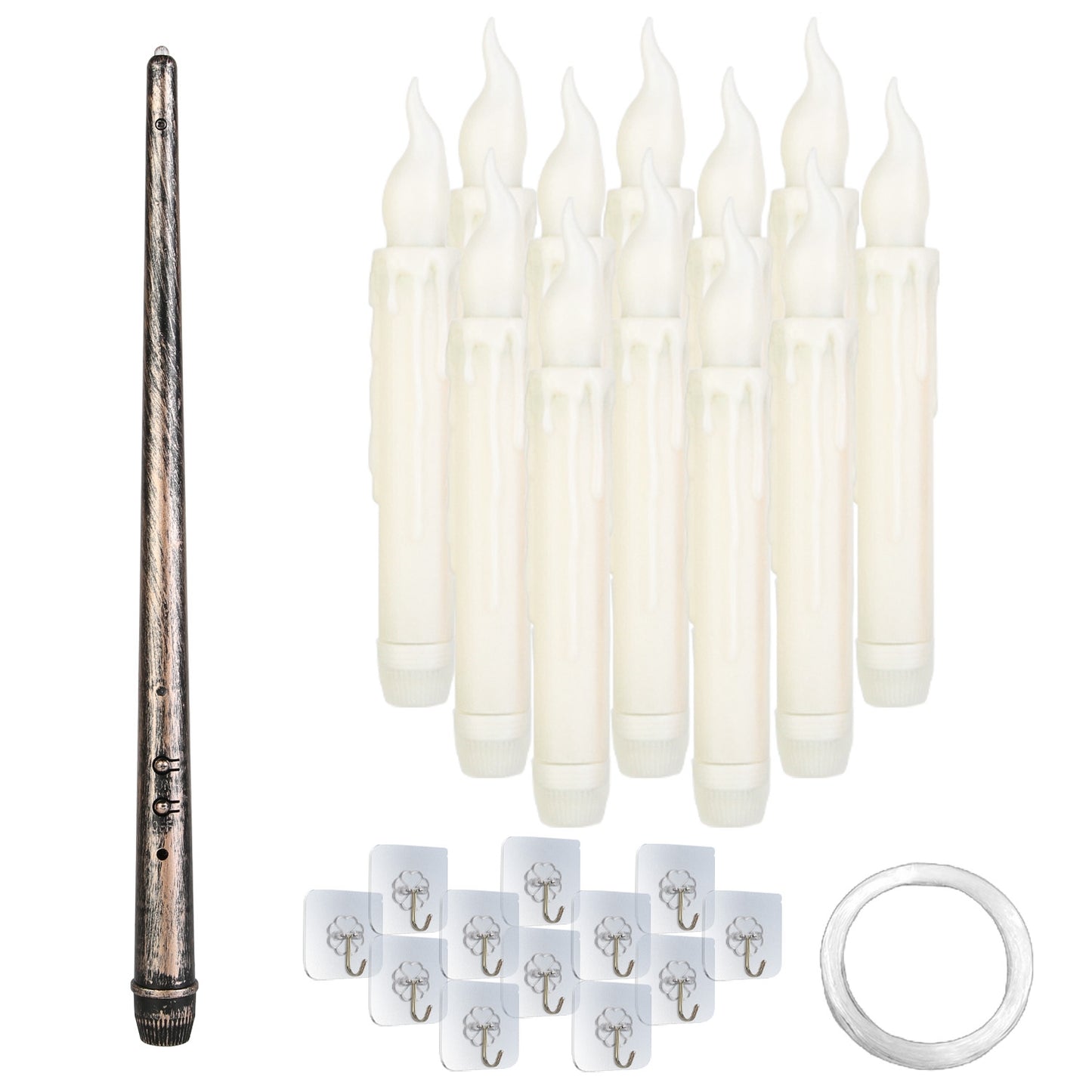 Floating LED Candles 12-Pack with Magic Wand Remote