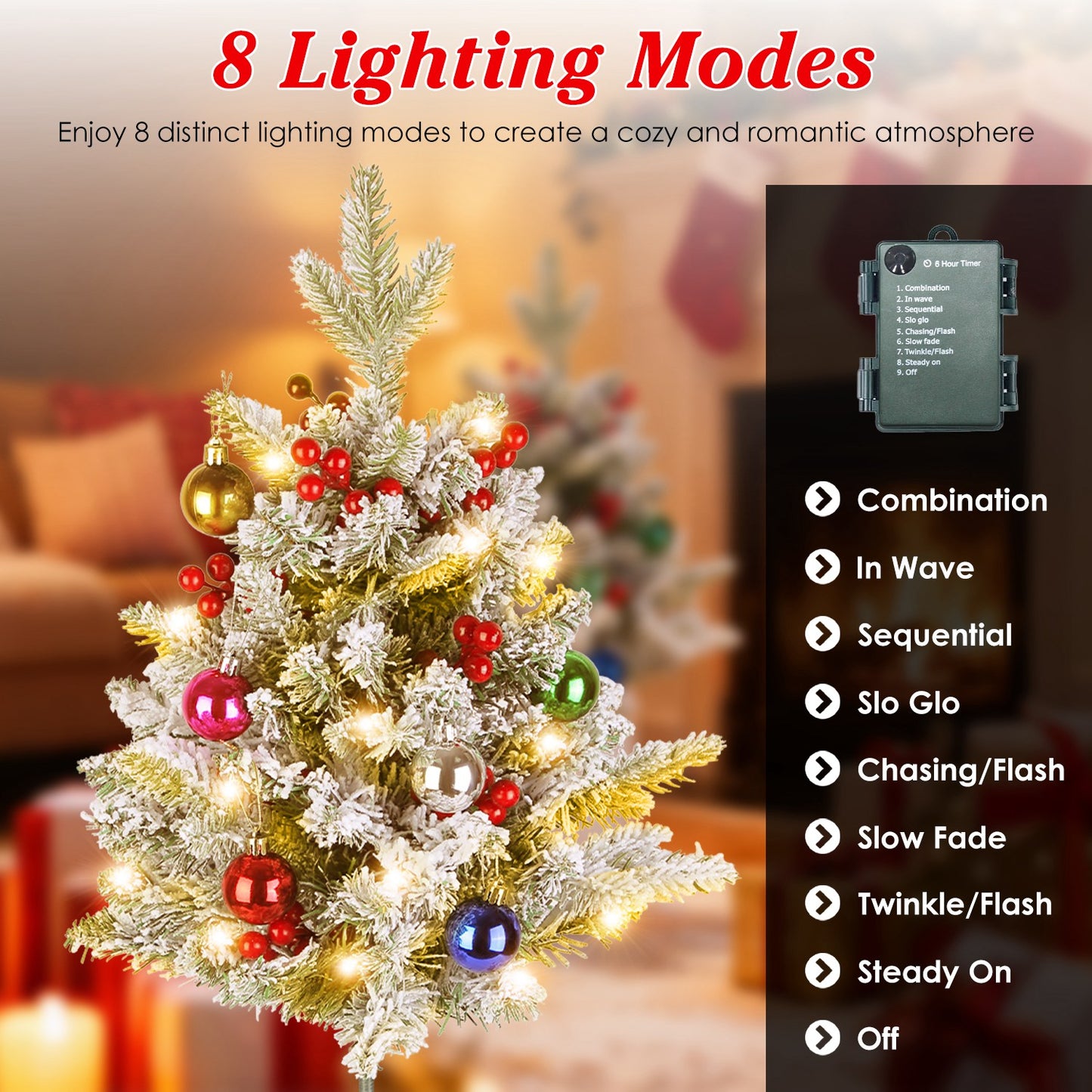 Battery Powered LED Christmas Tree Urn Filler - 2 Pack