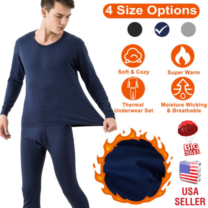 Men Thermal Underwear Set Long Johns Pants Long Sleeve Soft Underwear Kit Top Bottom Winter Sports Suits