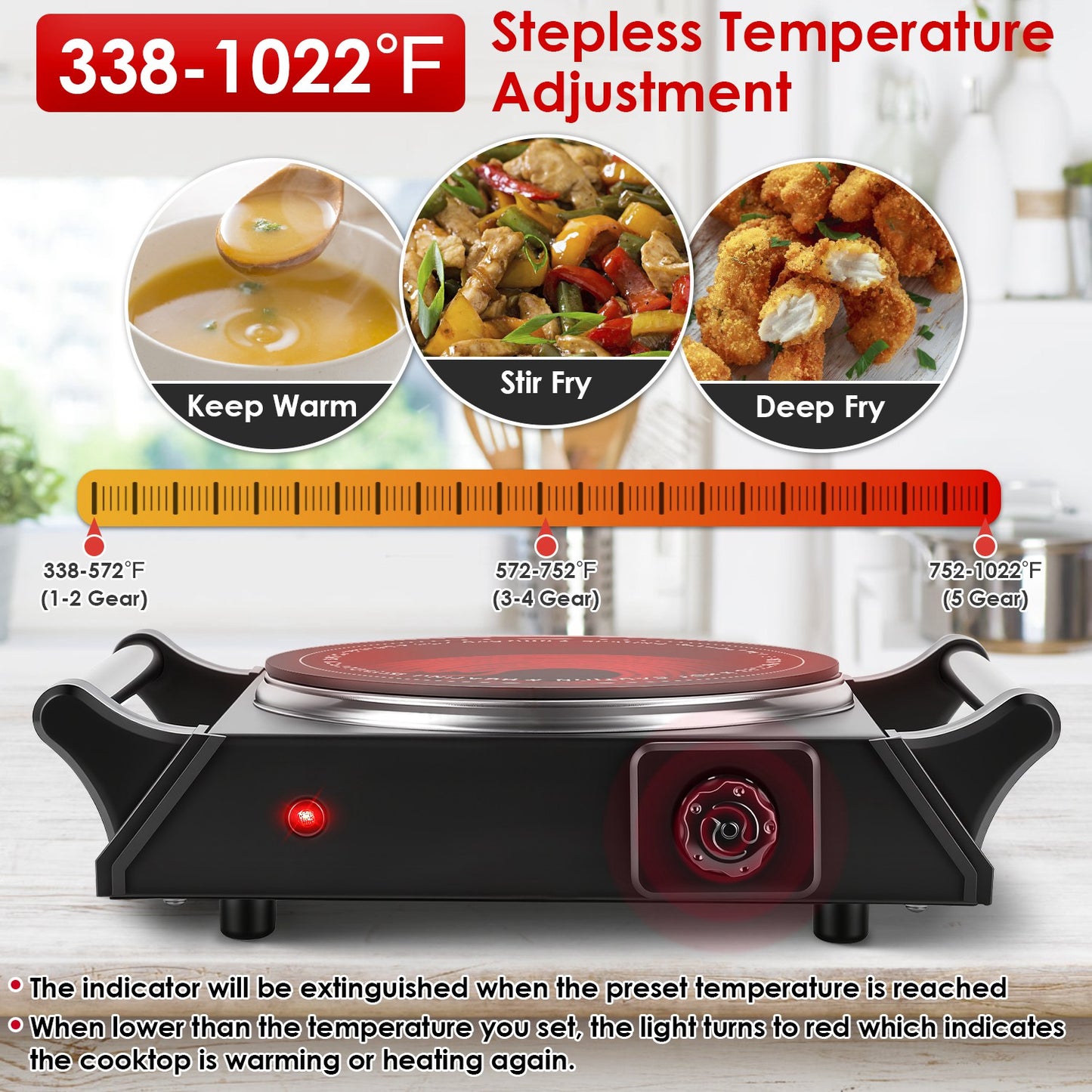 Electric Double Burner Hot Plate with Adjustable Temperature