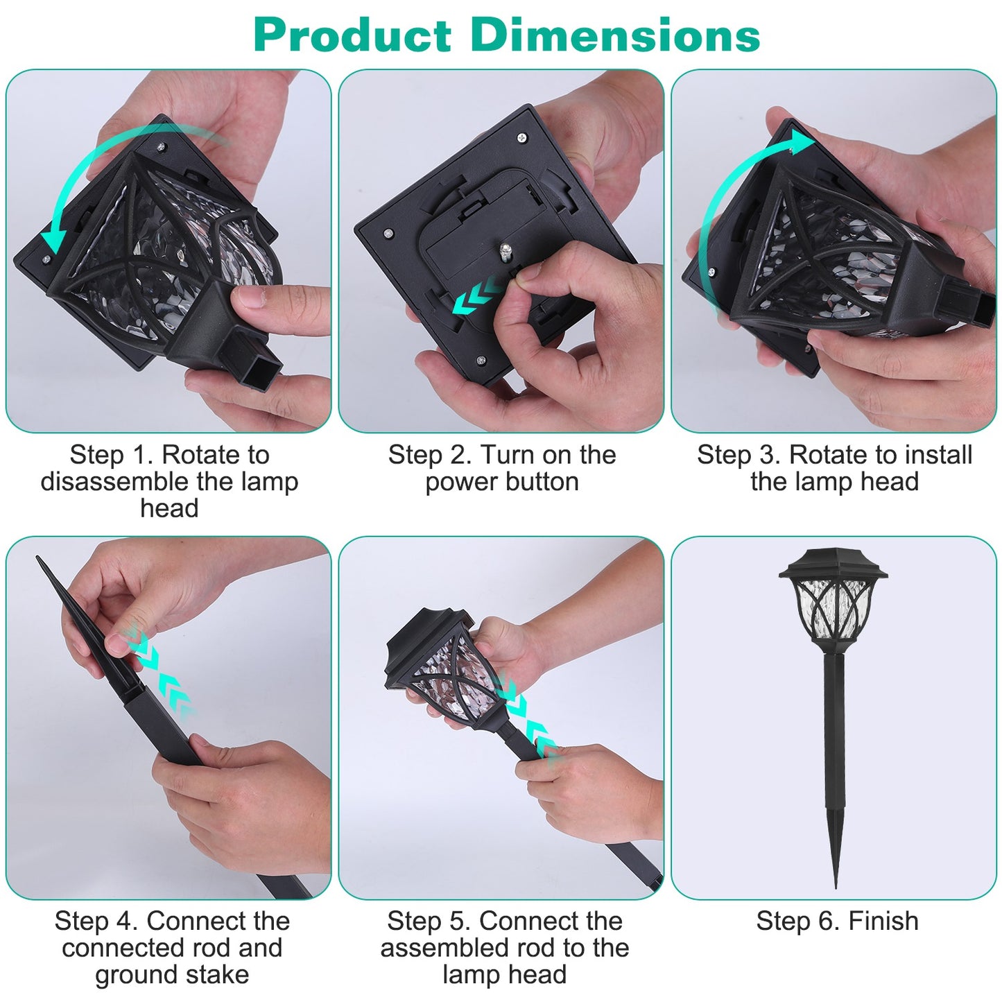 Solar Pathway Lights 6-Pack Waterproof Garden Stake Lamps