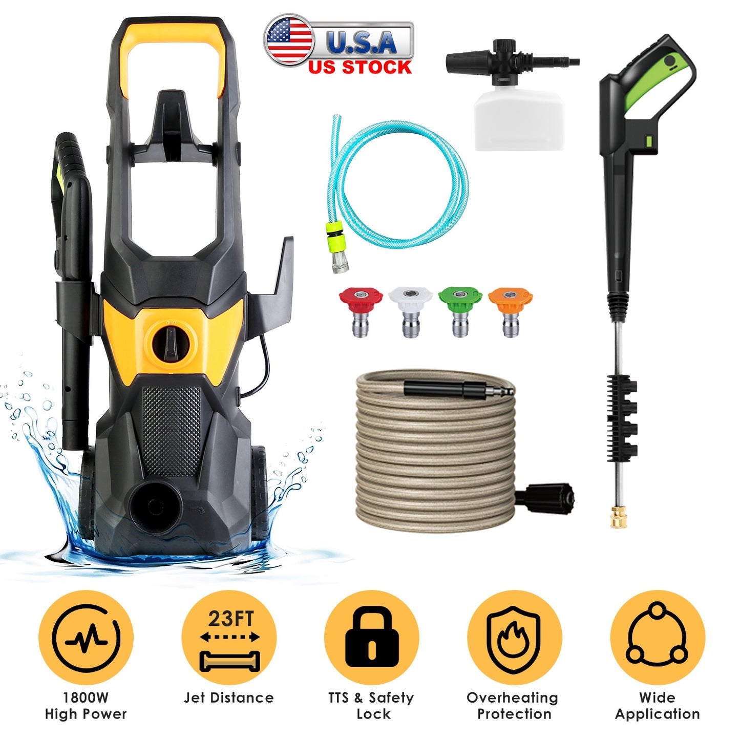 Electric Pressure Washer 4200PSI 1.85GPM with Foam Cannon