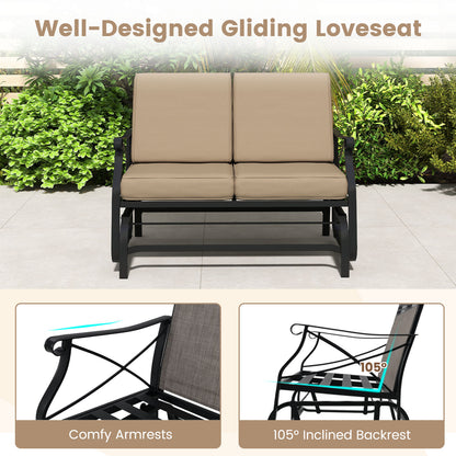2-Person Glider Loveseat with Cushions for Outdoor Patio