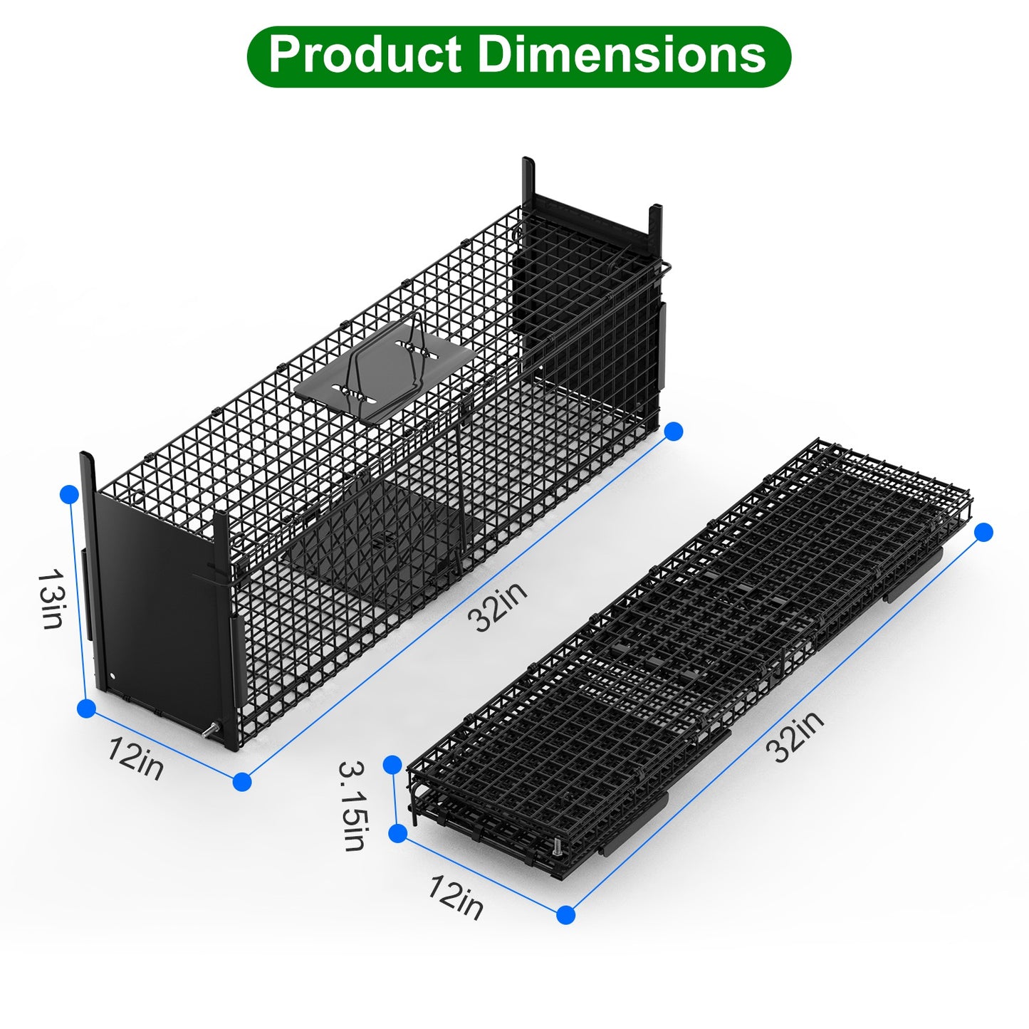 40in Humane Live Animal Trap Cage for Raccoons & Opossums