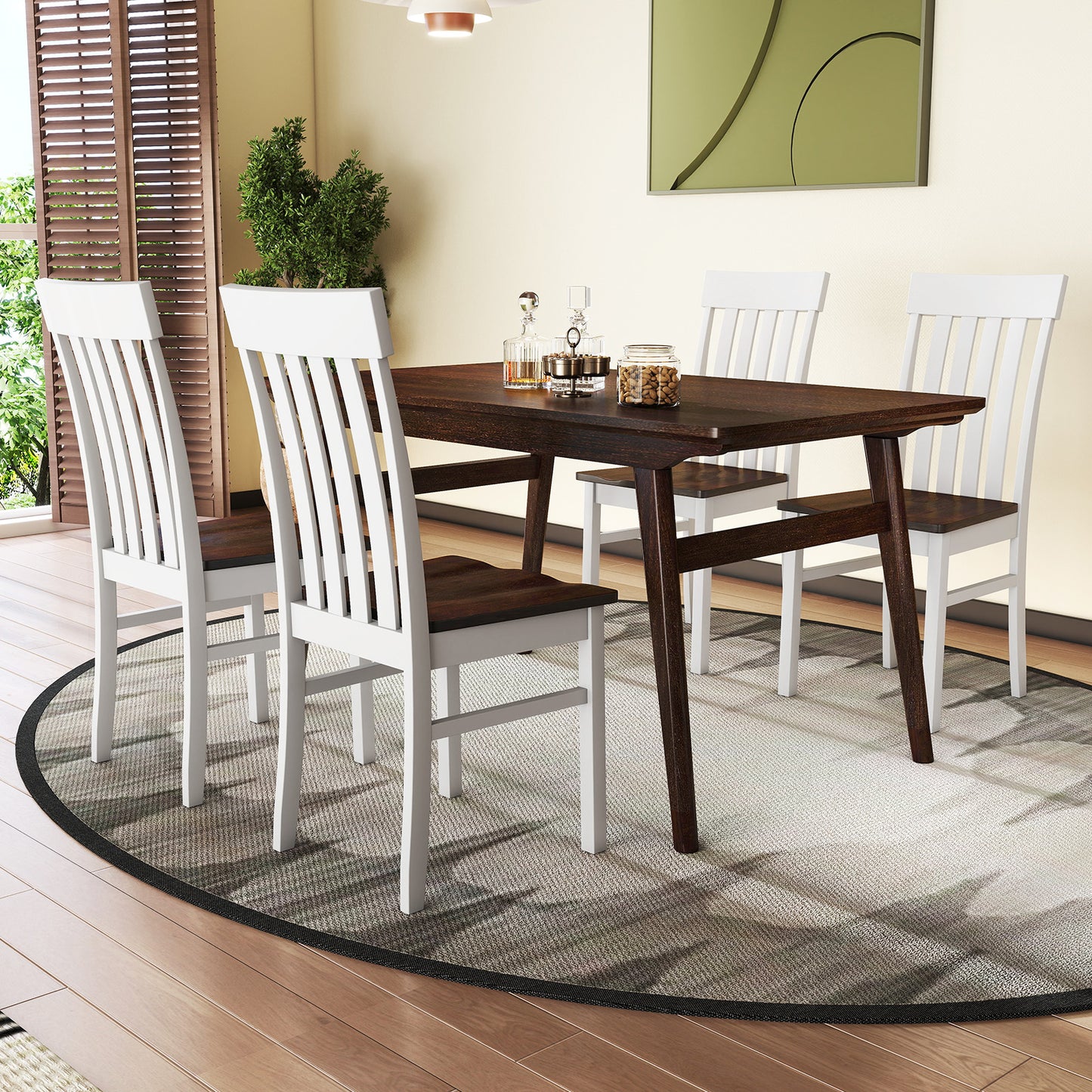 Dining Chairs with Slatted High Backrest, Set of 2
