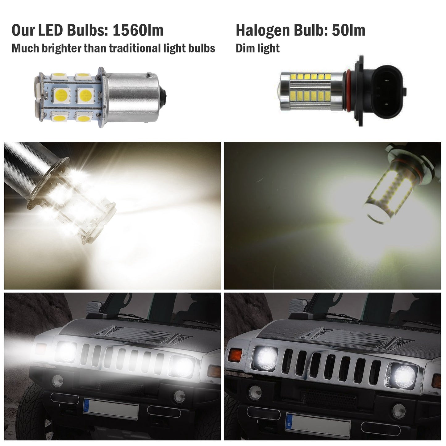 1156 LED Bulbs 13-SMD 4500K Warm White for Car Trailer (20-Pack)