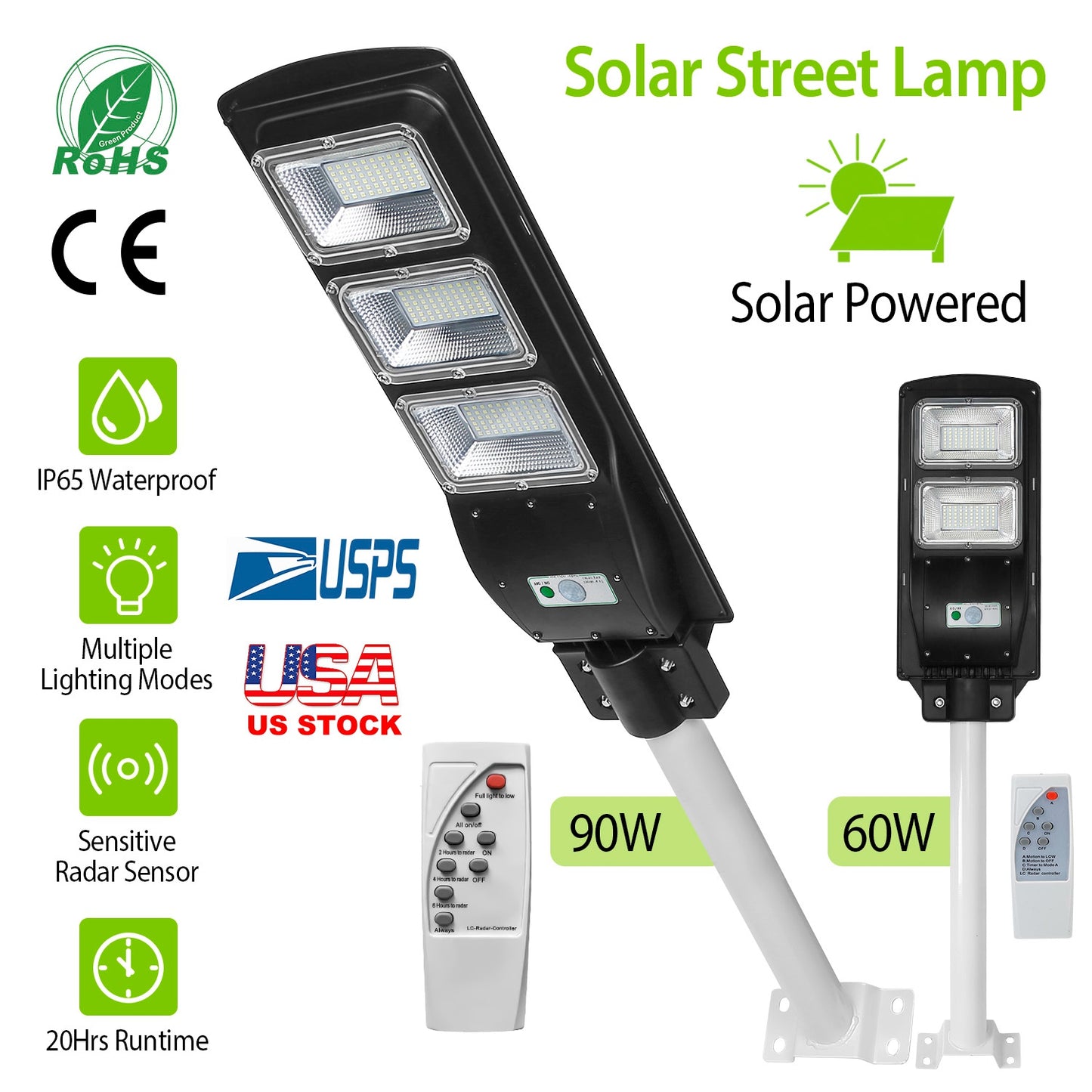 Solar Street Light 180 LED with Radar Sensor & Remote Control