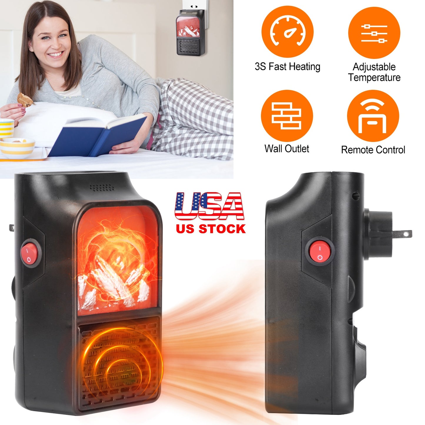 800W Plug-In Space Heater with Remote and Digital Thermostat