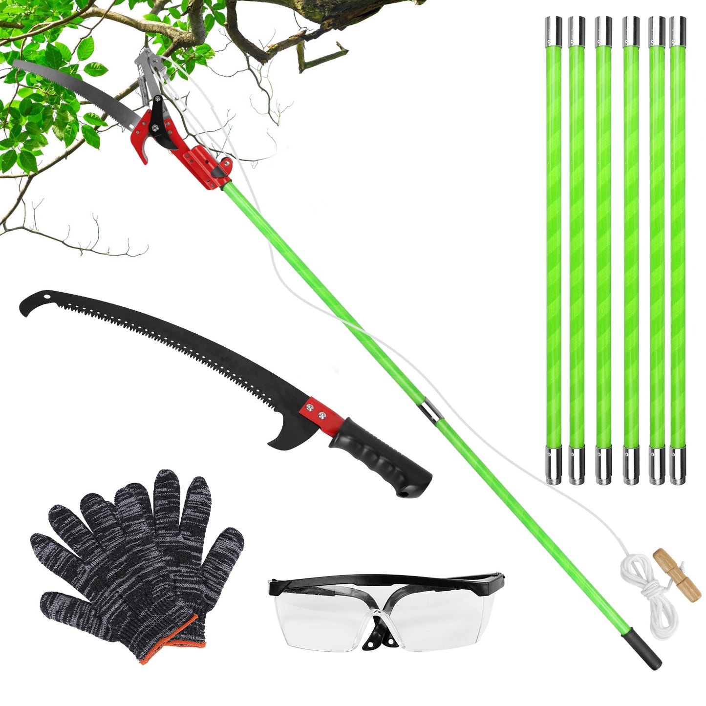 Extendable Manual Pole Saw 8-15ft Tree Pruner with Saw Blade
