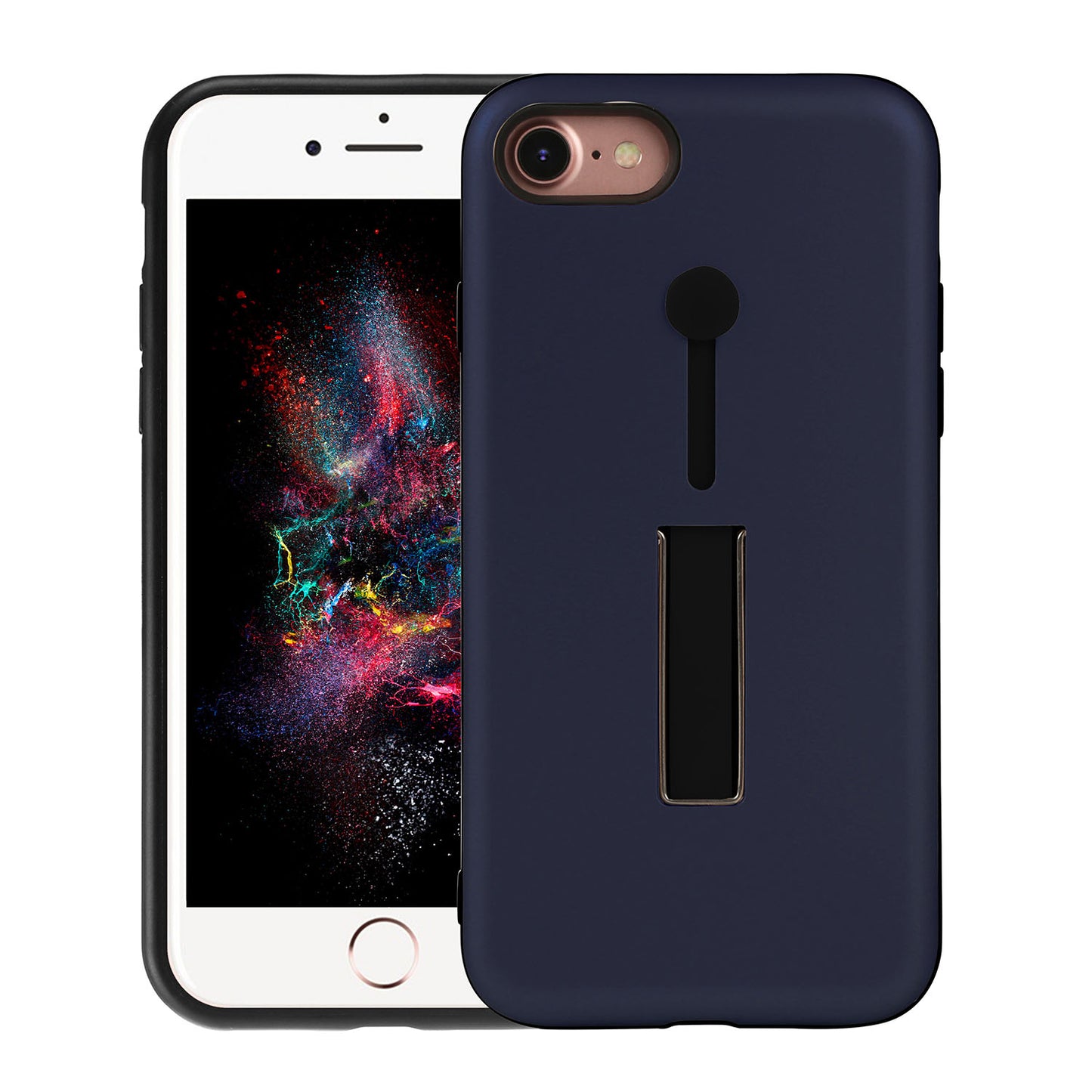 iPhone 8 Case with Finger Strap and Kickstand