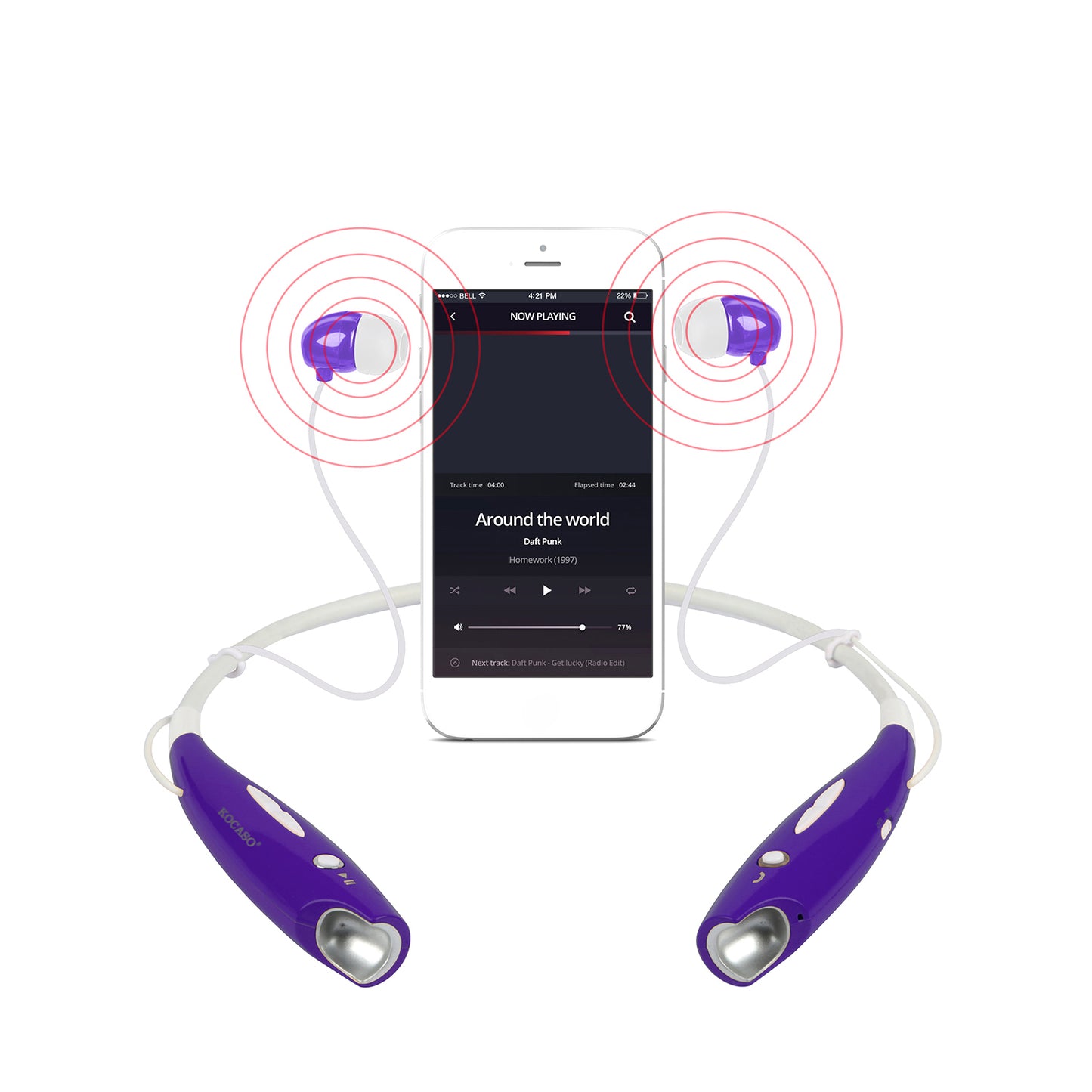 Wireless Sports Neckband Headphones with Magnetic Earbuds