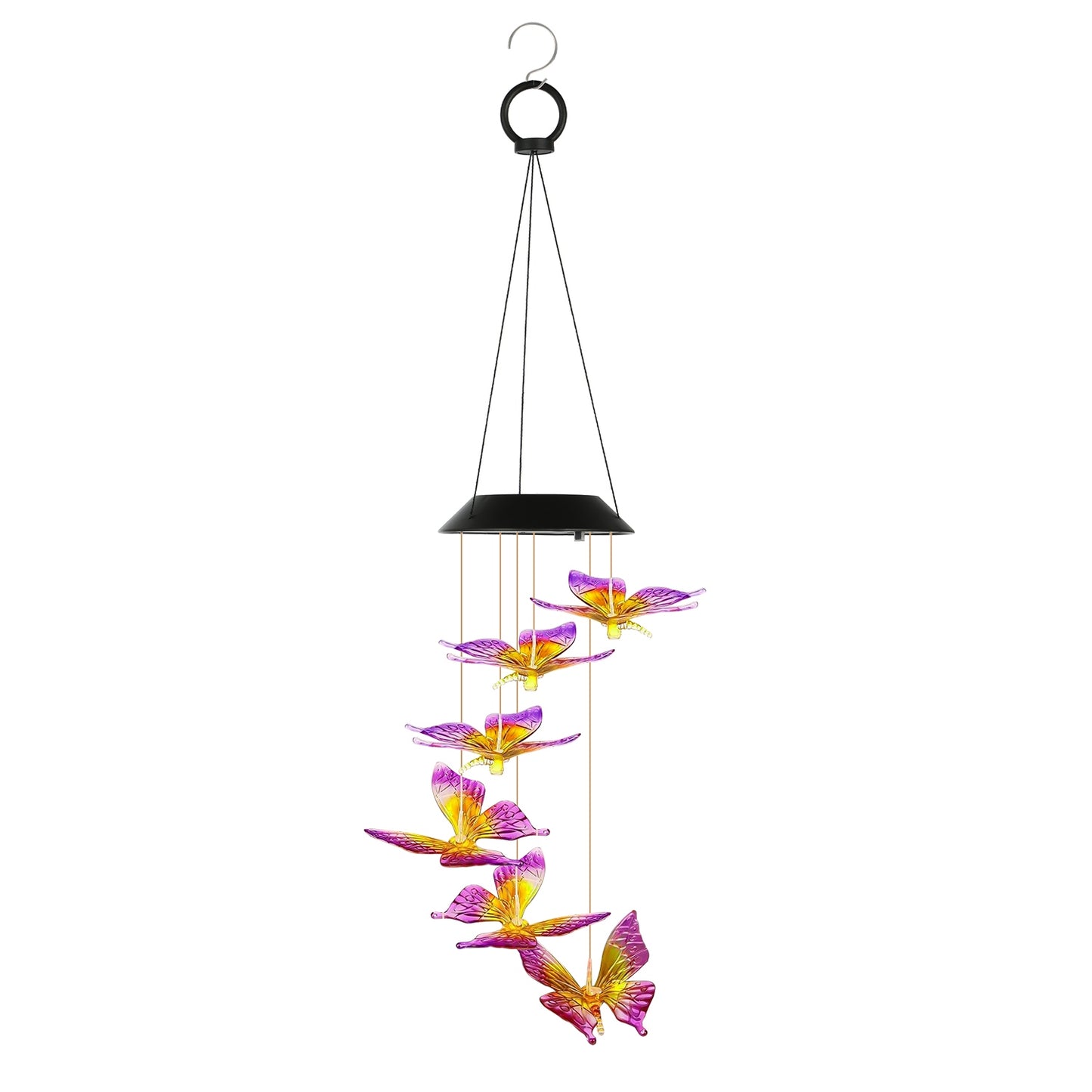 Solar Butterfly Wind Chimes with Color Changing LED Lights