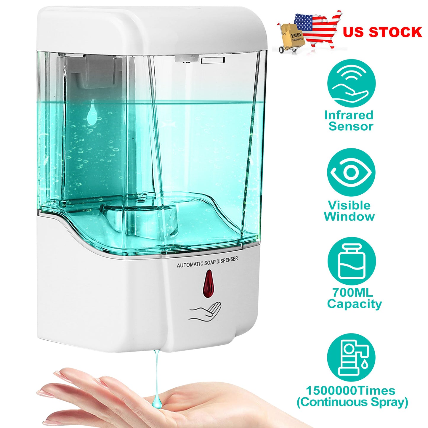 Automatic Soap Dispenser 700ML Wall Mounted Touchless Sensor