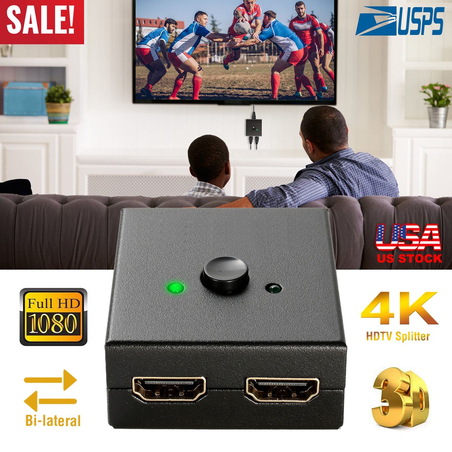 HDMI Bi-Directional Switch 2x1 / 1x2 Splitter 4K 3D 1080P