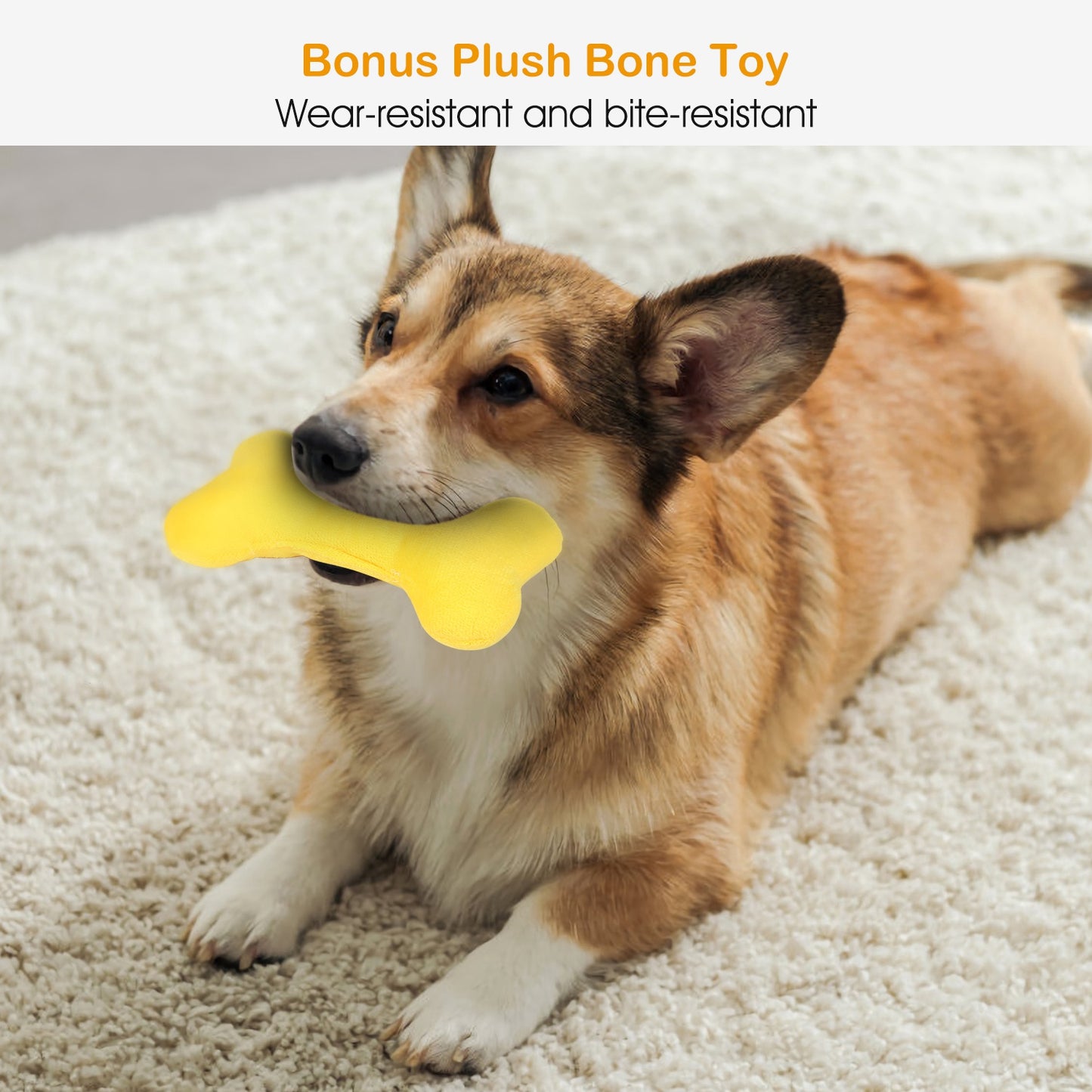 Plush Dog Bed with Non-Slip Bottom & Bonus Toy