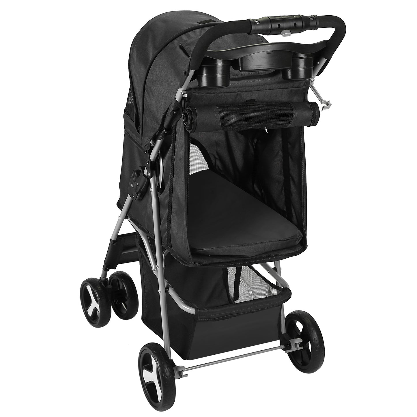 Pet Stroller with 4 Wheels - Foldable Carrier for Dogs & Cats