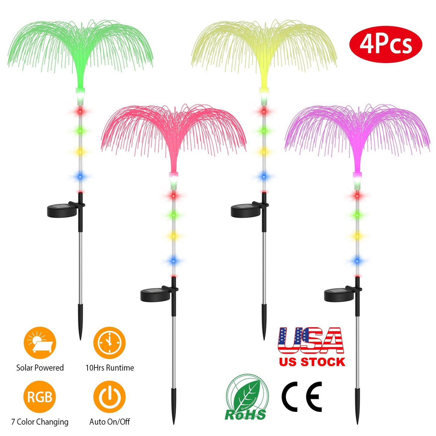 Solar Jellyfish Garden Lights 4-Pack with Color Changing LEDs