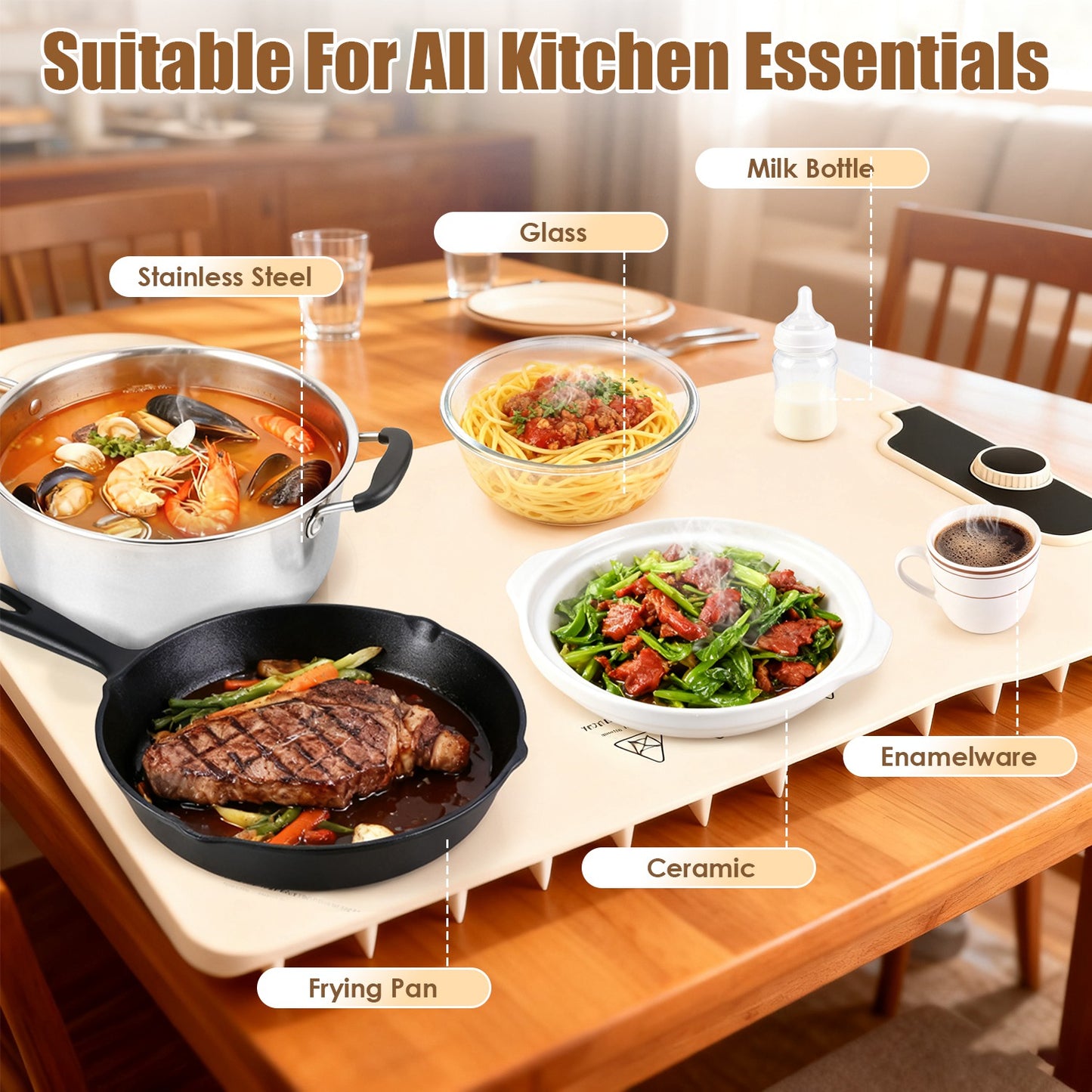 Electric Food Warming Mat 23.6x15.8in with 14 Temp Levels