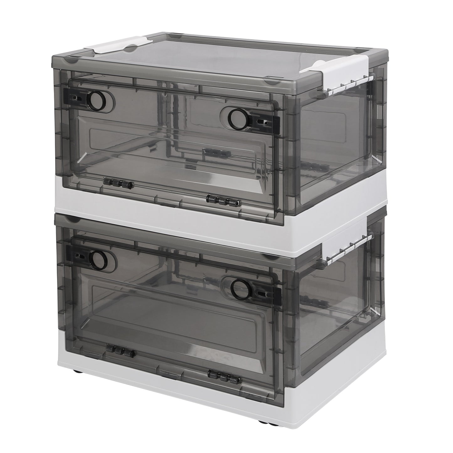 Foldable Storage Bins with Wheels - 2 Pack Stackable Organizer