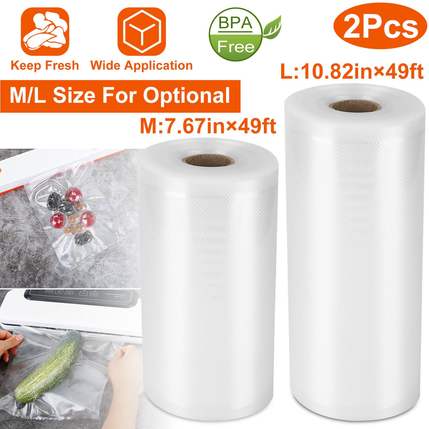 Vacuum Sealer Bags 7.67x49ft Roll - BPA Free Food Storage