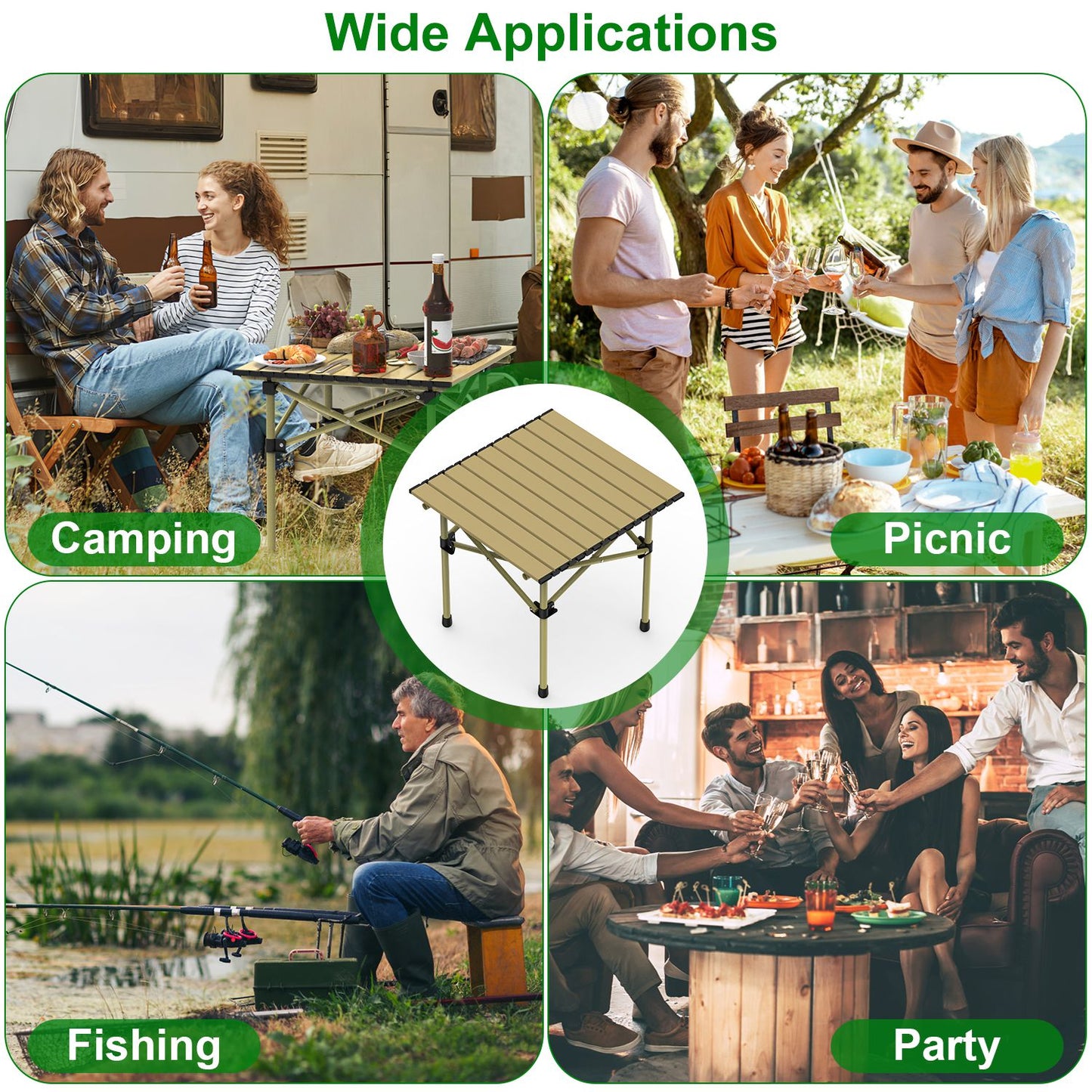 Folding Camping Table with Carry Bag - Lightweight Carbon Steel