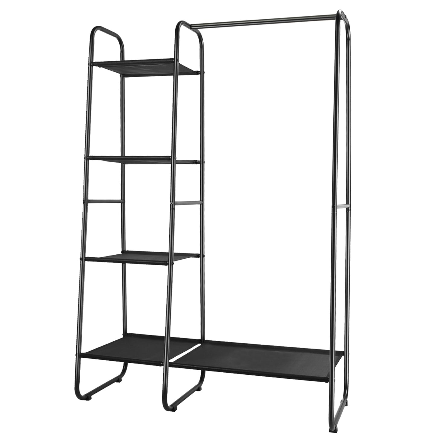 Metal Garment Rack with 5 Shelves and Hanging Rod