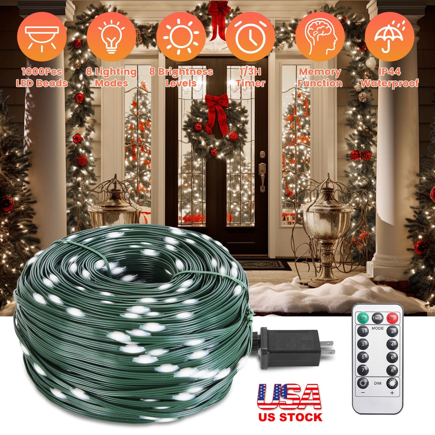 330FT 1000 LED String Lights with Remote & Timer