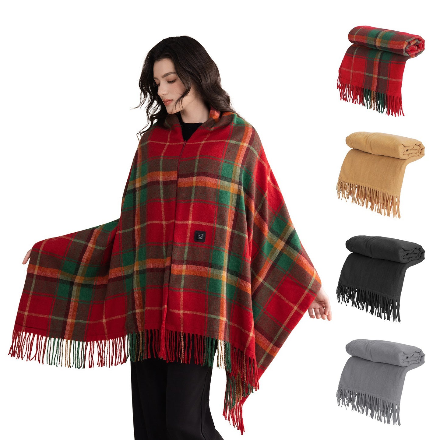USB Heated Shawl with 3 Heat Levels and Zipper