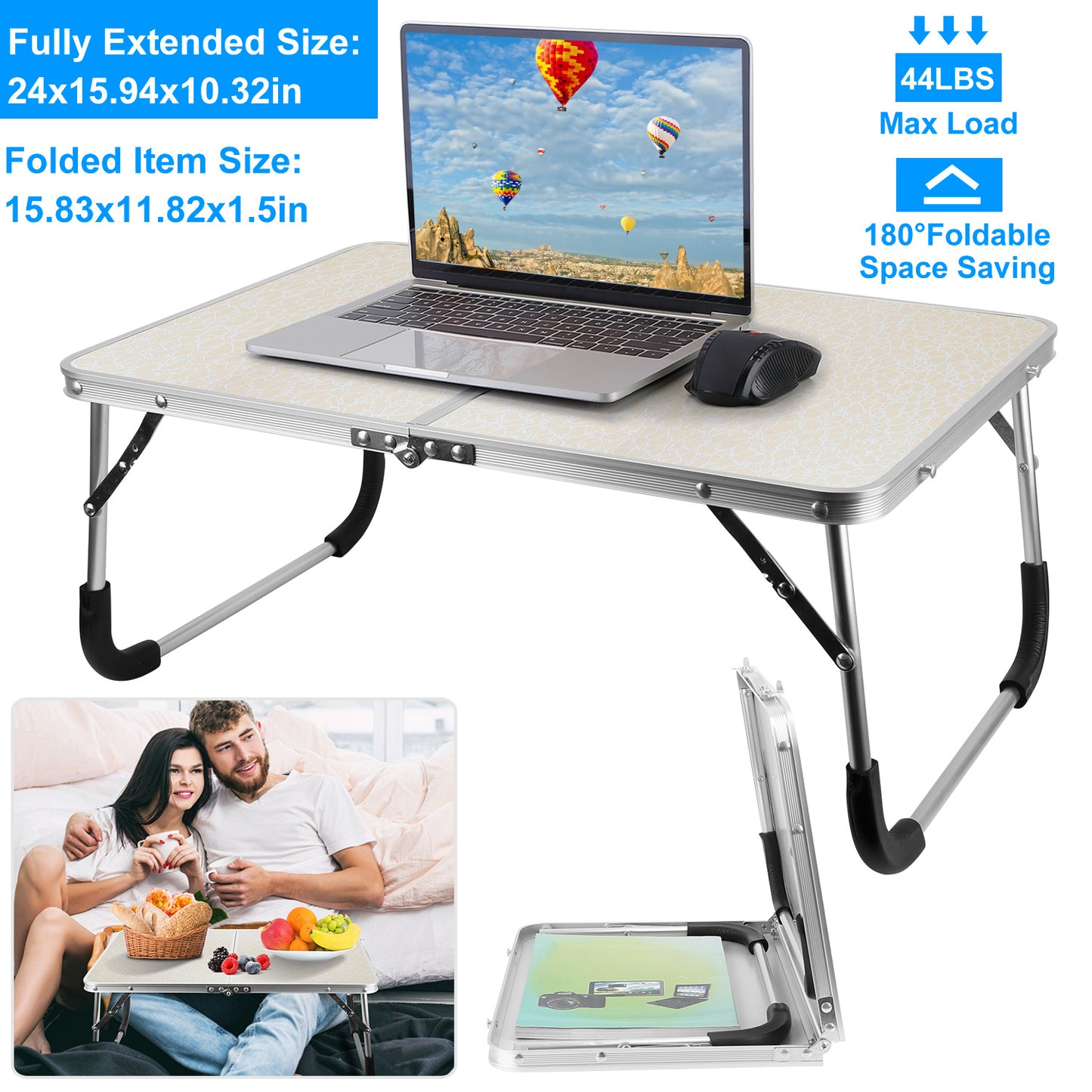 Foldable Laptop Table with Adjustable Legs for Bed & Sofa