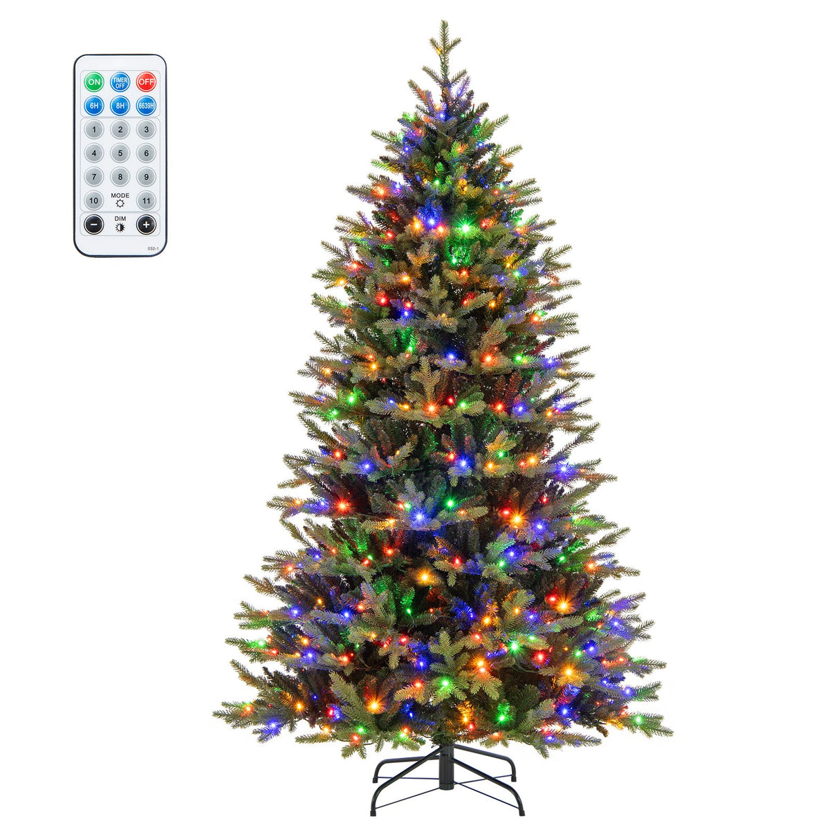 5 Feet Artificial Xmas Tree Hinged with 11 Lighting Modes and Remote Control