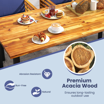 7-Piece Acacia Wood Patio Dining Set with Cushions