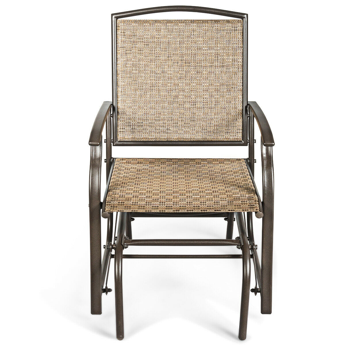 Single Seat Patio Glider Rocking Chair with Steel Frame