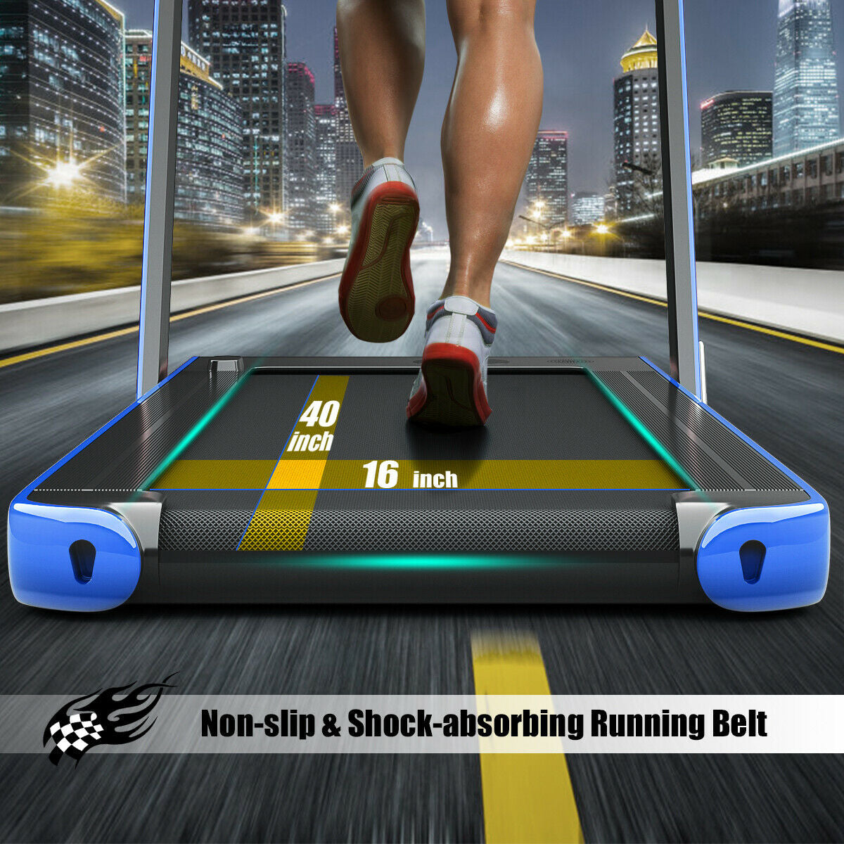 2-in-1 Folding Treadmill with Dual Display and Remote Control