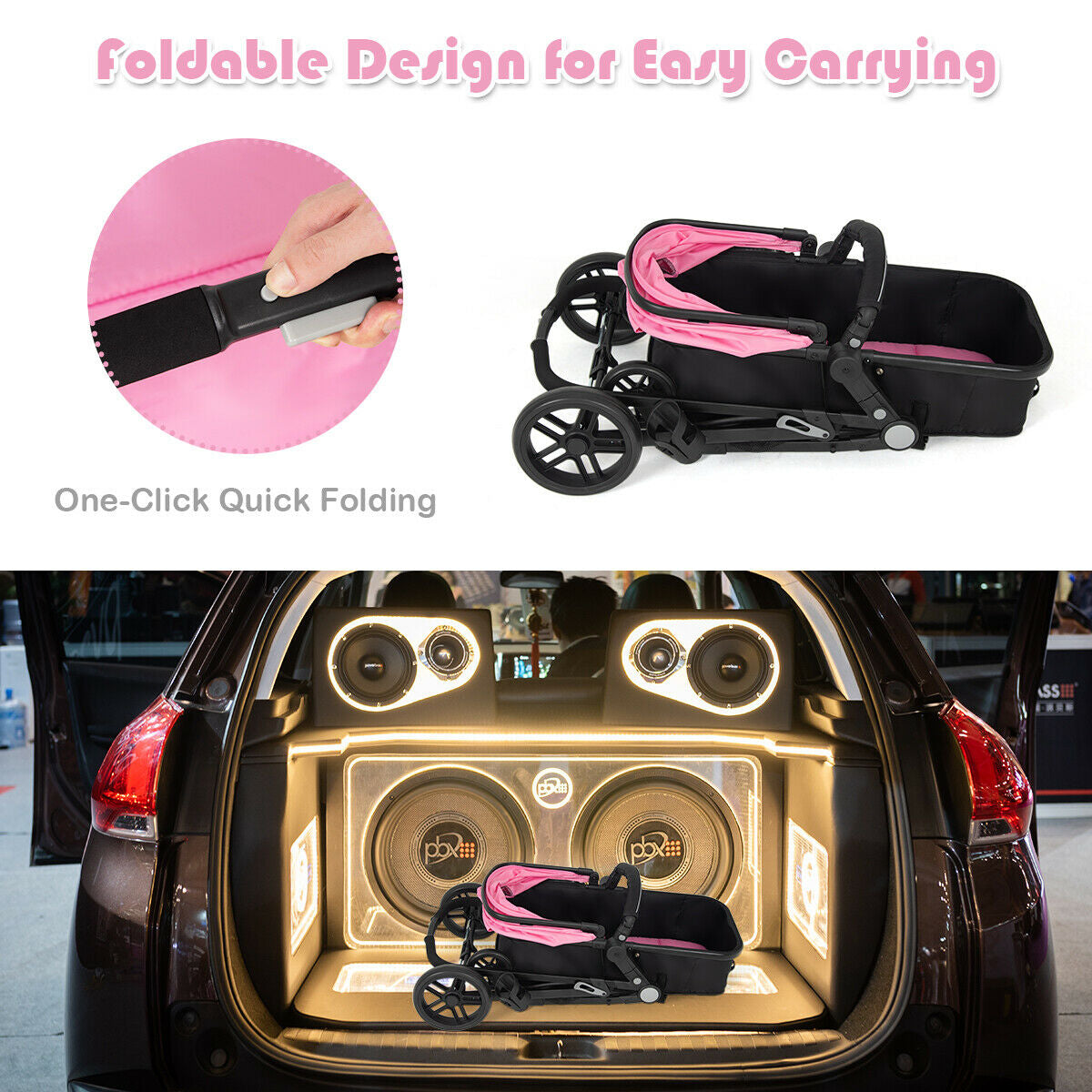 2-in-1 Foldable Baby Stroller with Reversible Seat
