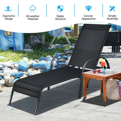 Adjustable Patio Chaise Lounge Chair with 5-Position Backrest