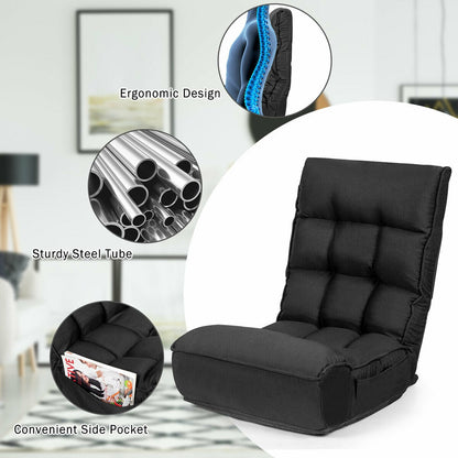 4-Position Adjustable Floor Chair with Folding Design