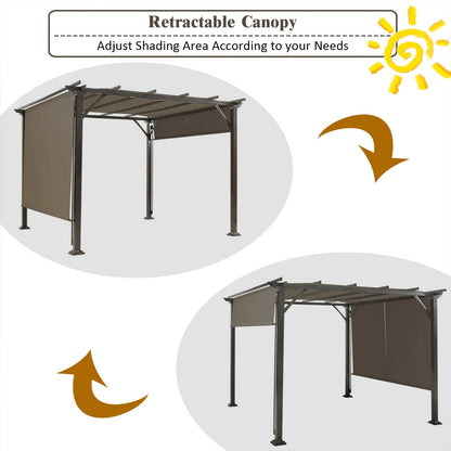 16' x 8' 2Pcs Universal Replacement Canopy for Pergola Structure Sun Awning-Brown