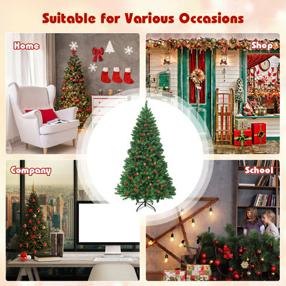 6.5 Feet Pre-lit Hinged Christmas Tree with LED Lights