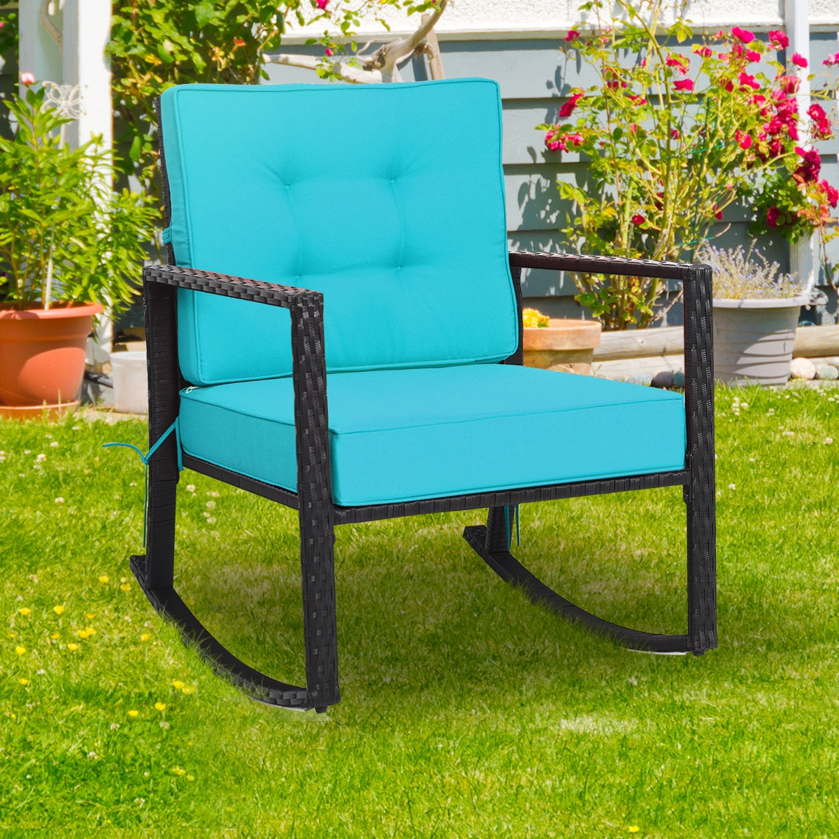 Rattan Rocking Chair with Cushion for Patio