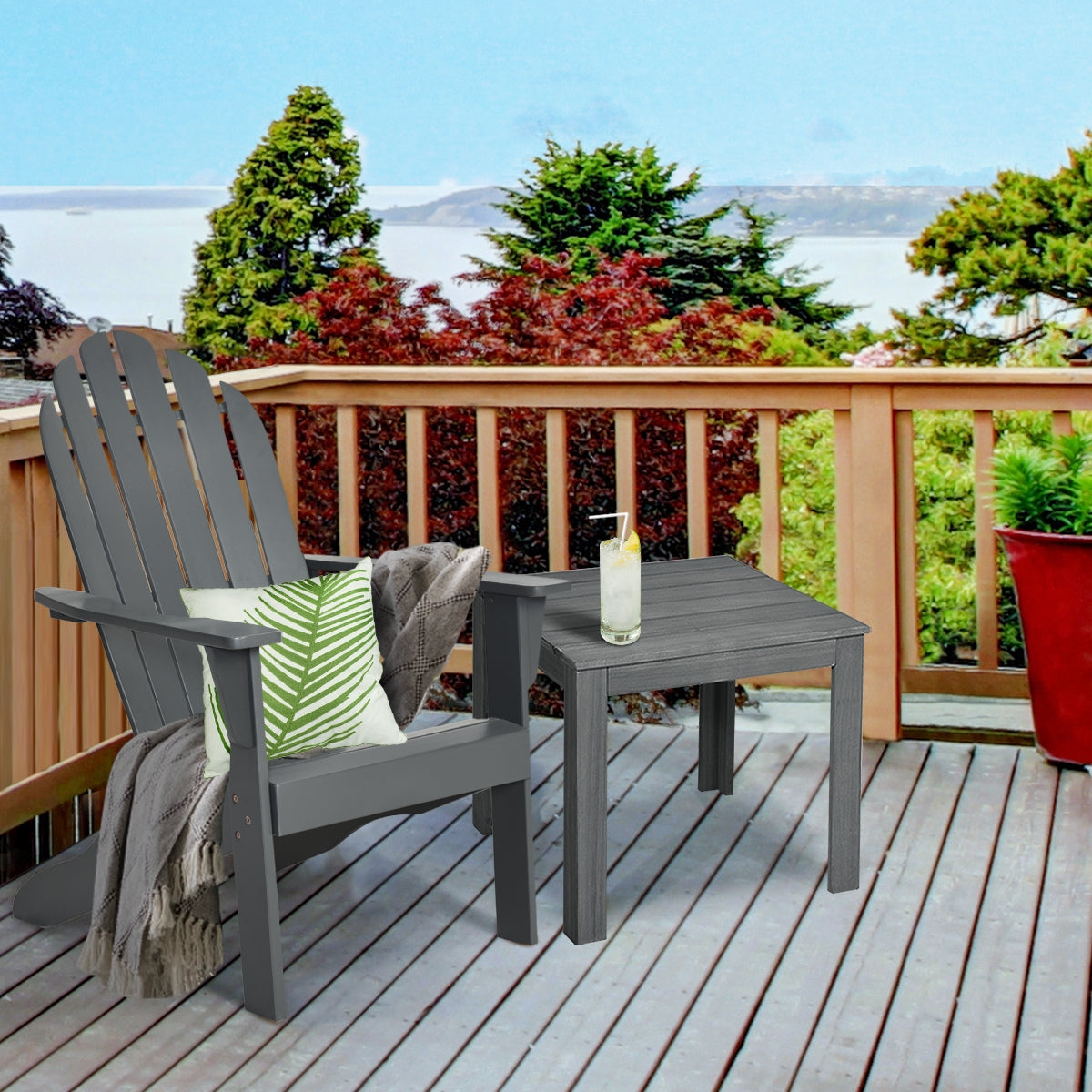 Acacia Wood Adirondack Chair with Ergonomic Design