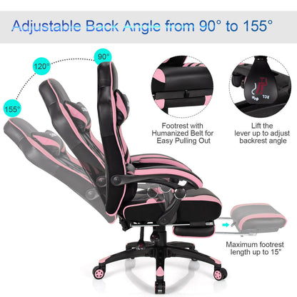 Gaming Chair with Footrest and Adjustable Backrest