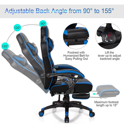Gaming Chair with Footrest and Adjustable Backrest