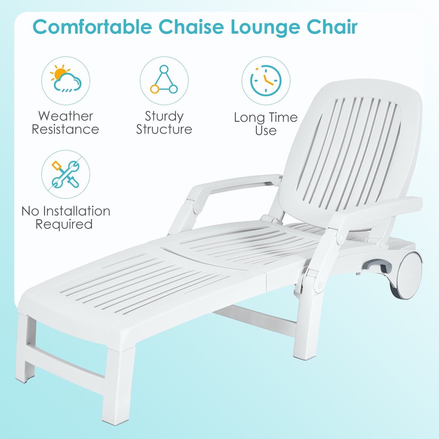 Adjustable Patio Sun Lounger with Wheels and Storage