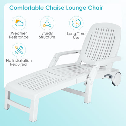 Adjustable Patio Sun Lounger with Wheels and Storage