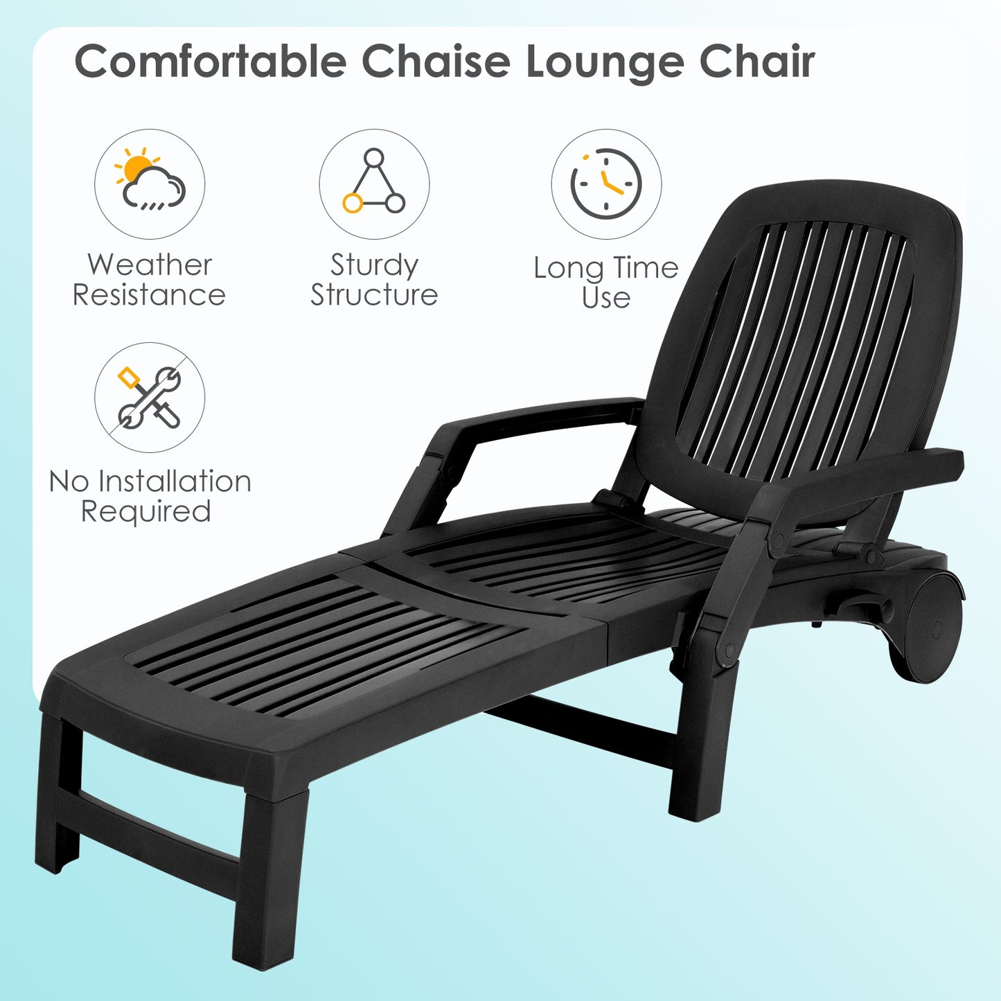 Adjustable Patio Sun Lounger with Wheels and Storage